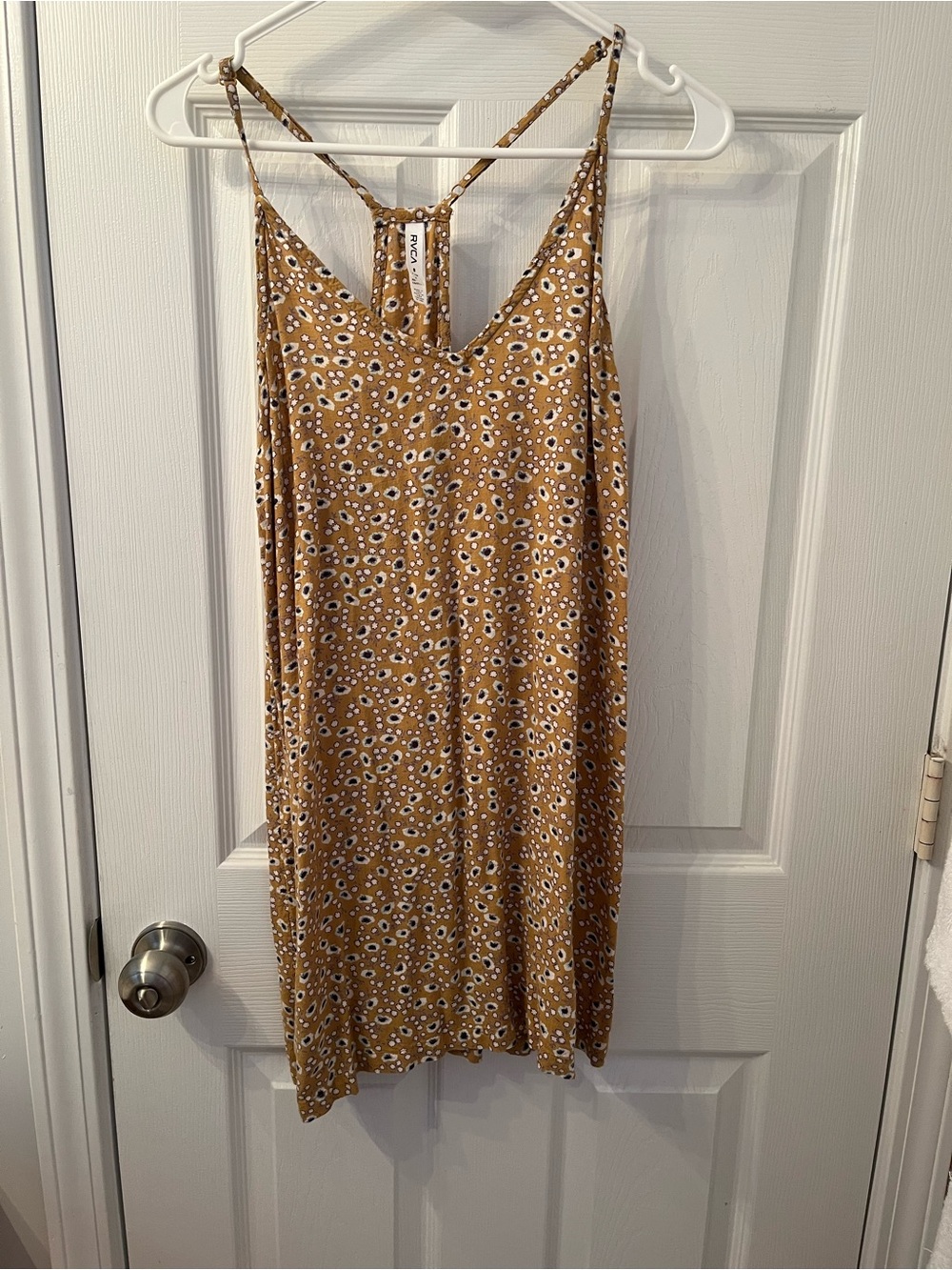 RVCA Mustard Floral Spaghetti-Strap Mini Dress